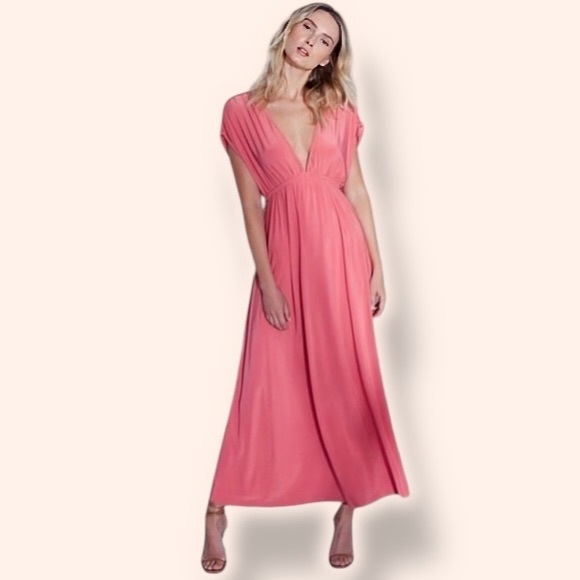 NWT MISA Los Angeles 'Antigone' Stretchy Jersey Knit Maxi Dress in Pink  Size XS